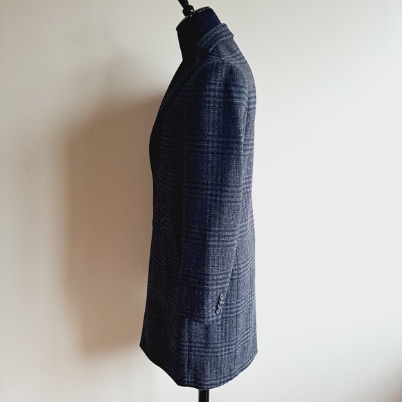 NEW Pal Zileri Wool Plaid Dark Grey Coat Jacket Size 48/S - Picture 6 of 16